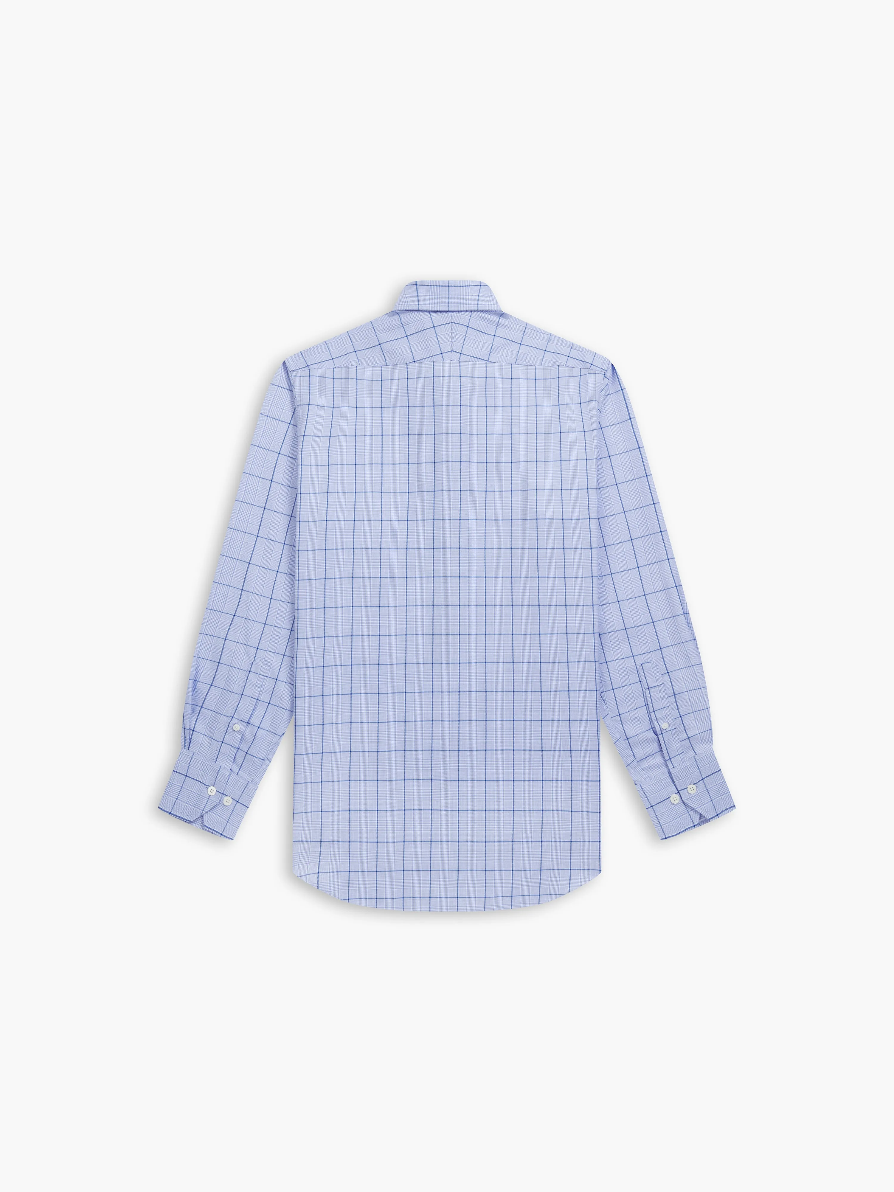 Navy Blue POW Check Twill Fitted Single Cuff Classic Collar Shirt