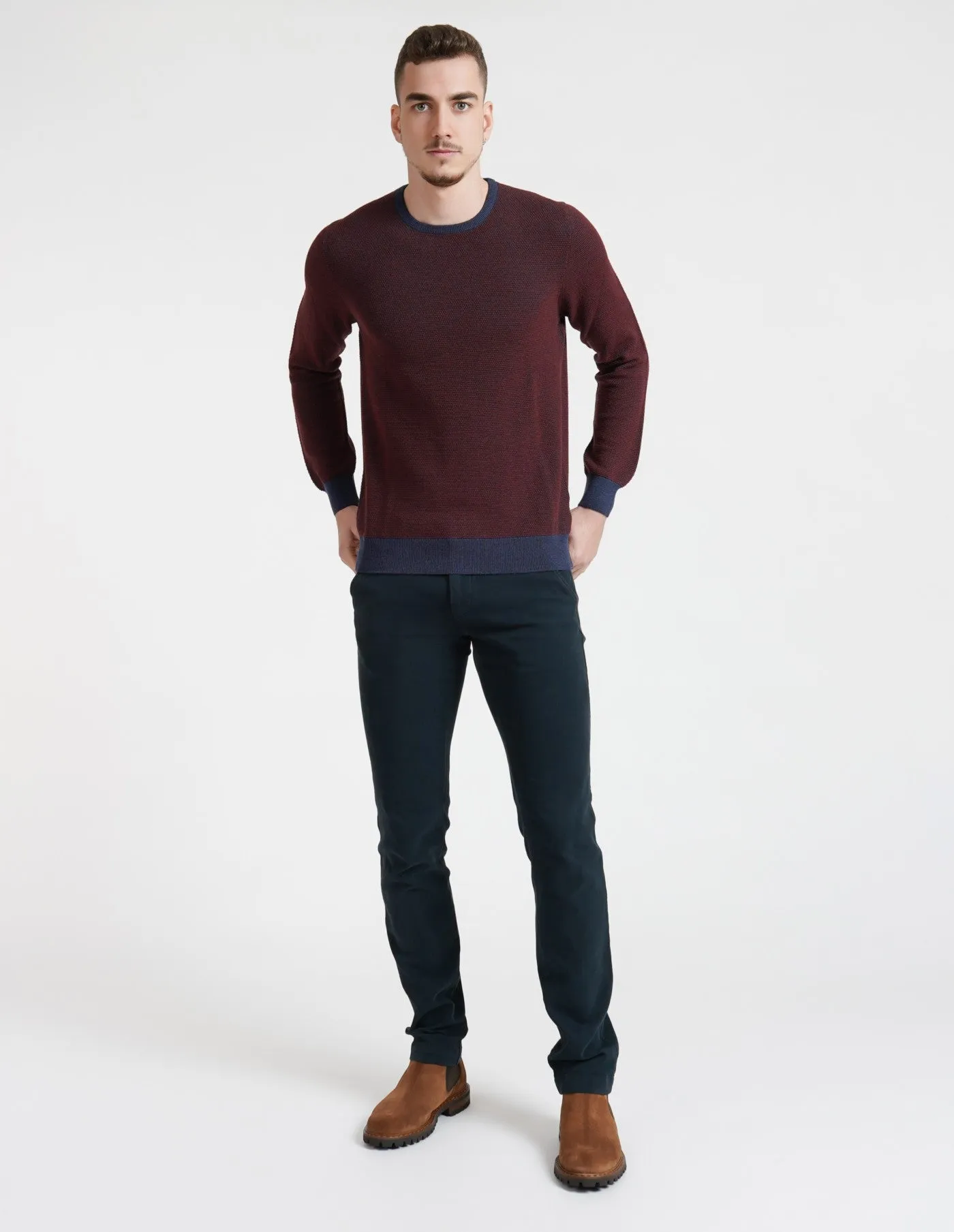 Navy Blue Twill Stretch Slim Fit Chino - Mason's