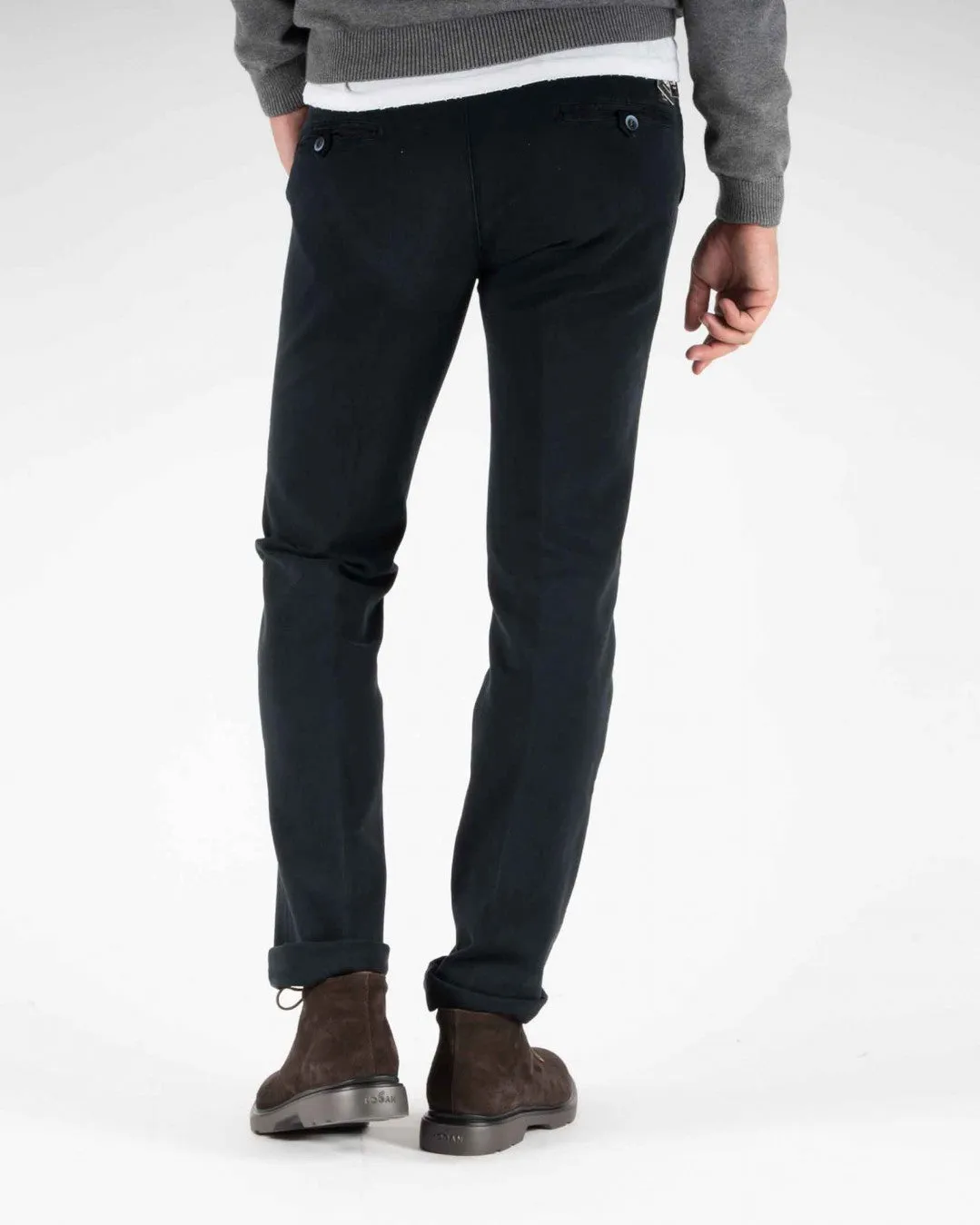 Navy Blue Twill Stretch Slim Fit Chino - Mason's