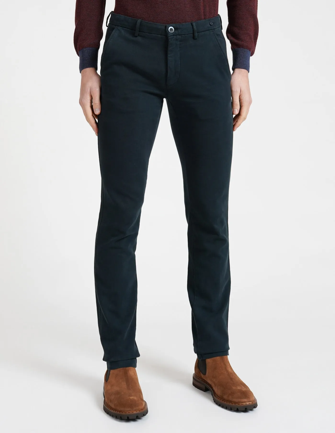 Navy Blue Twill Stretch Slim Fit Chino - Mason's