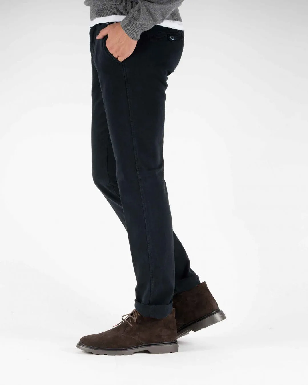 Navy Blue Twill Stretch Slim Fit Chino - Mason's