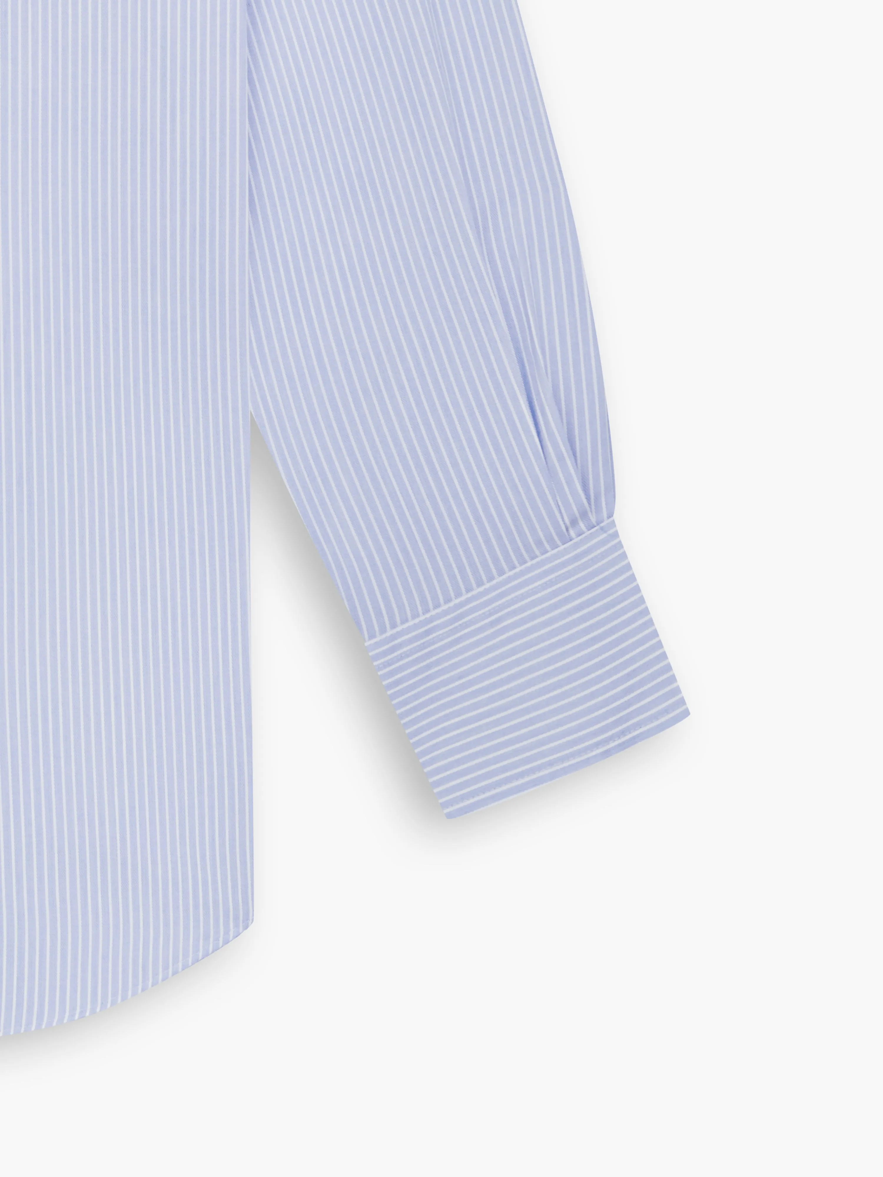 Non-Iron Blue Chalk Stripe Twill Fitted Single Cuff Classic Collar Shirt