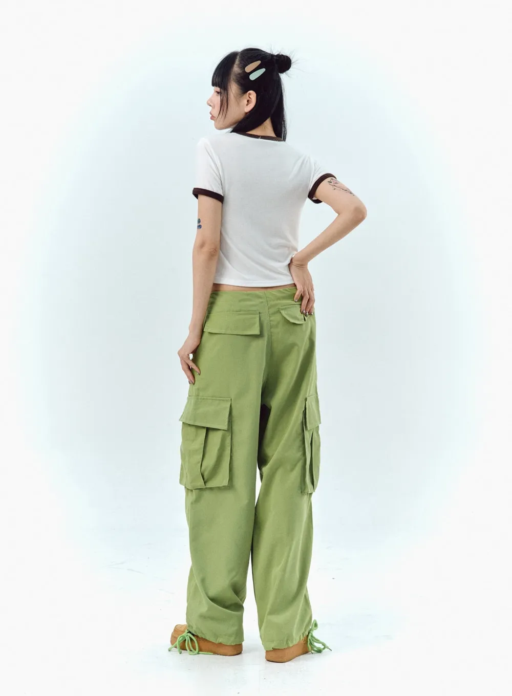 Nylon Baggy Cargo Pants IU330