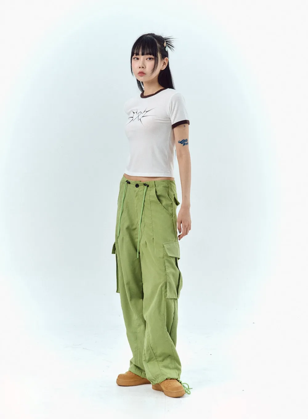 Nylon Baggy Cargo Pants IU330