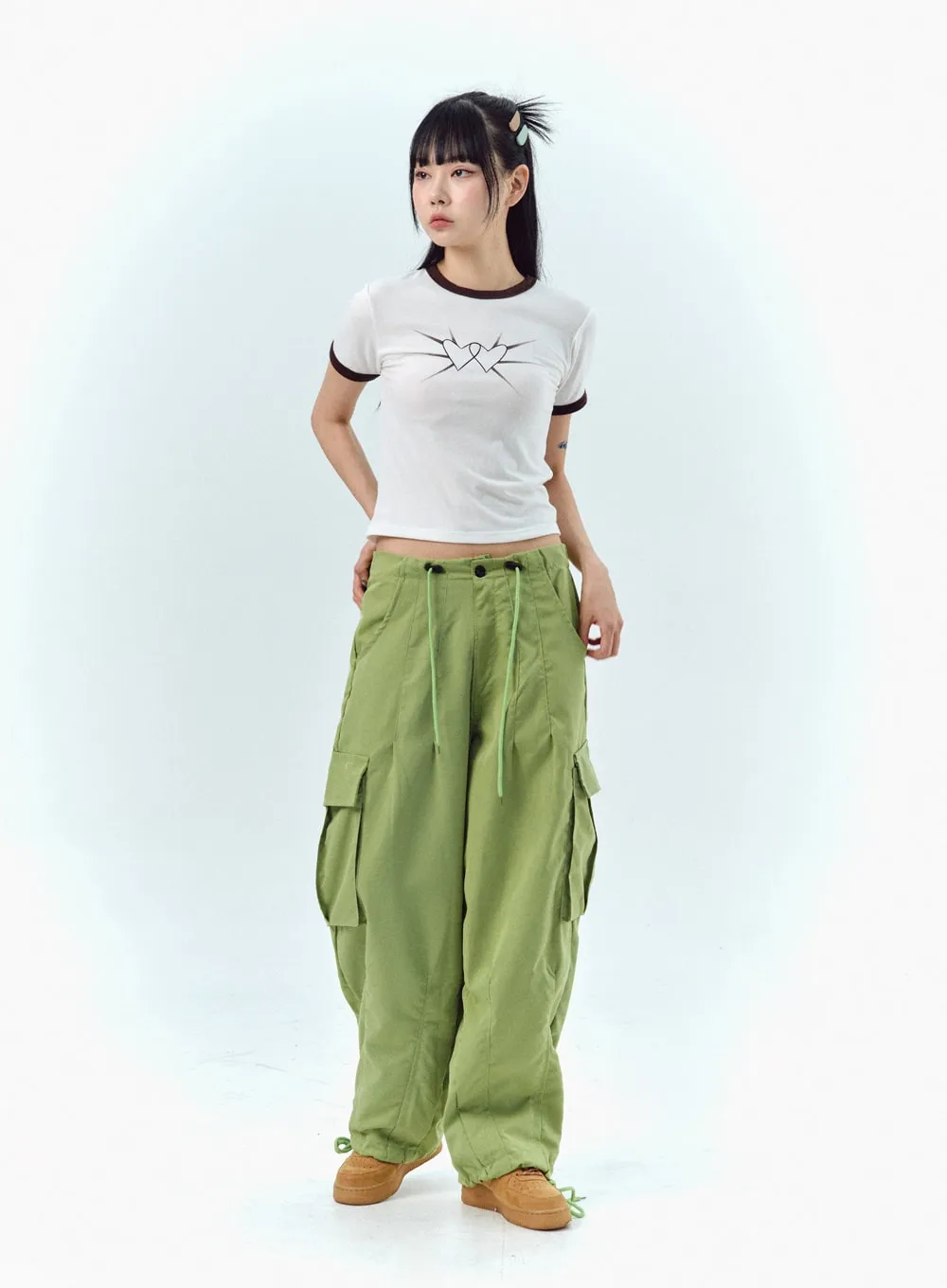 Nylon Baggy Cargo Pants IU330