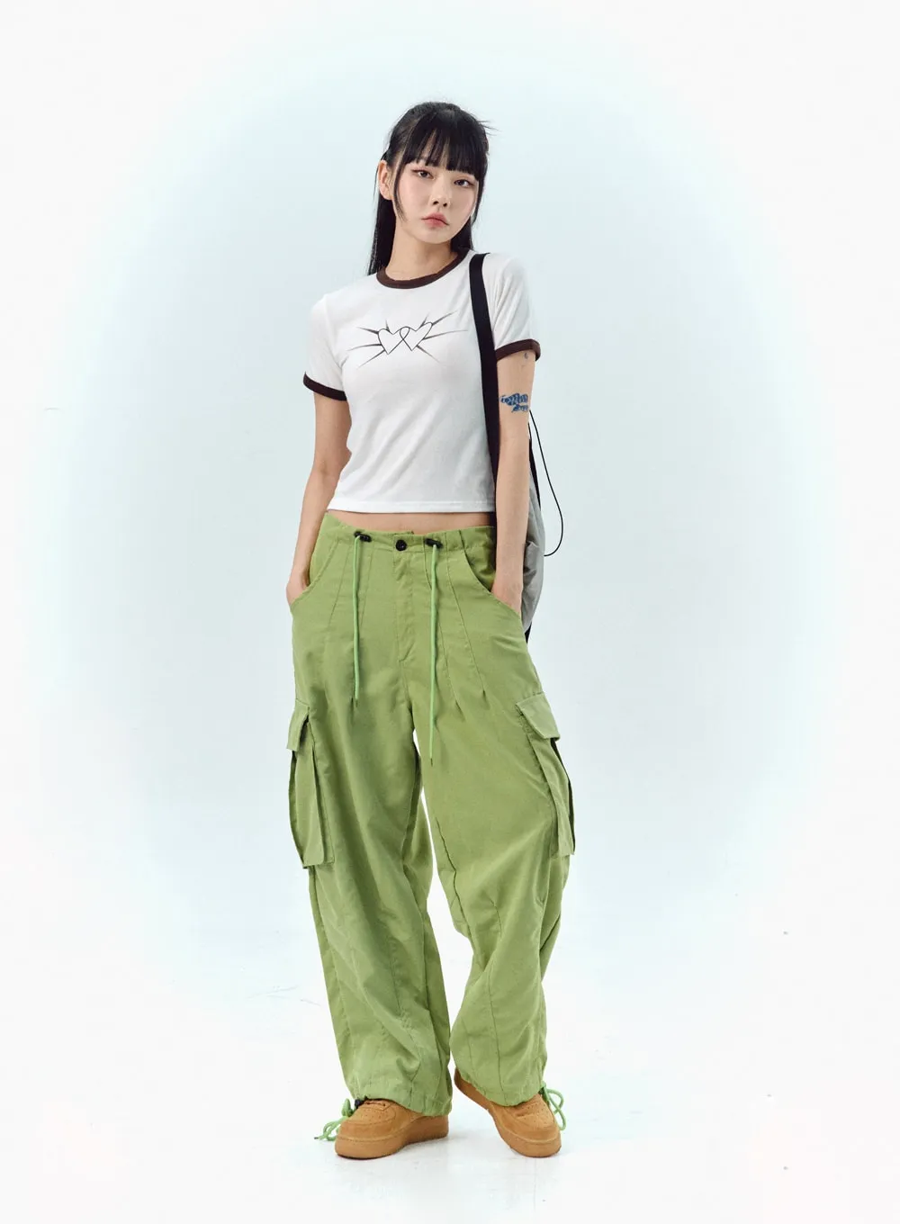 Nylon Baggy Cargo Pants IU330