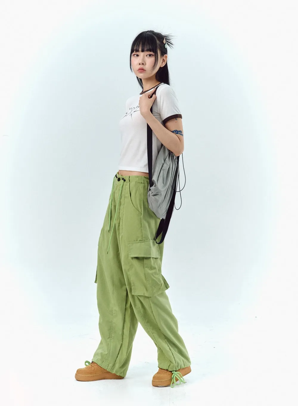 Nylon Baggy Cargo Pants IU330