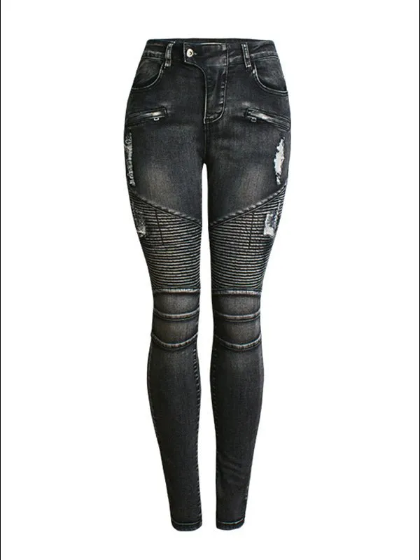 Pants Denim Shredded Slim Pants for Women