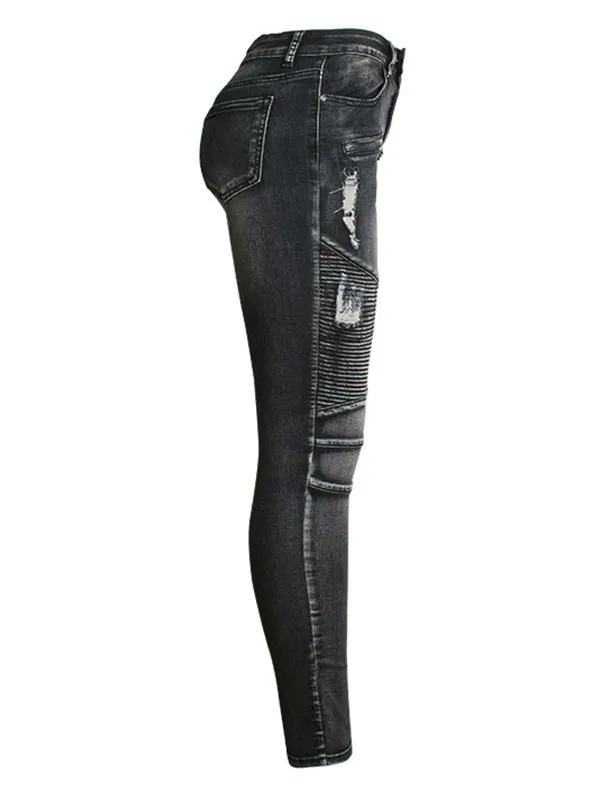 Pants Denim Shredded Slim Pants for Women