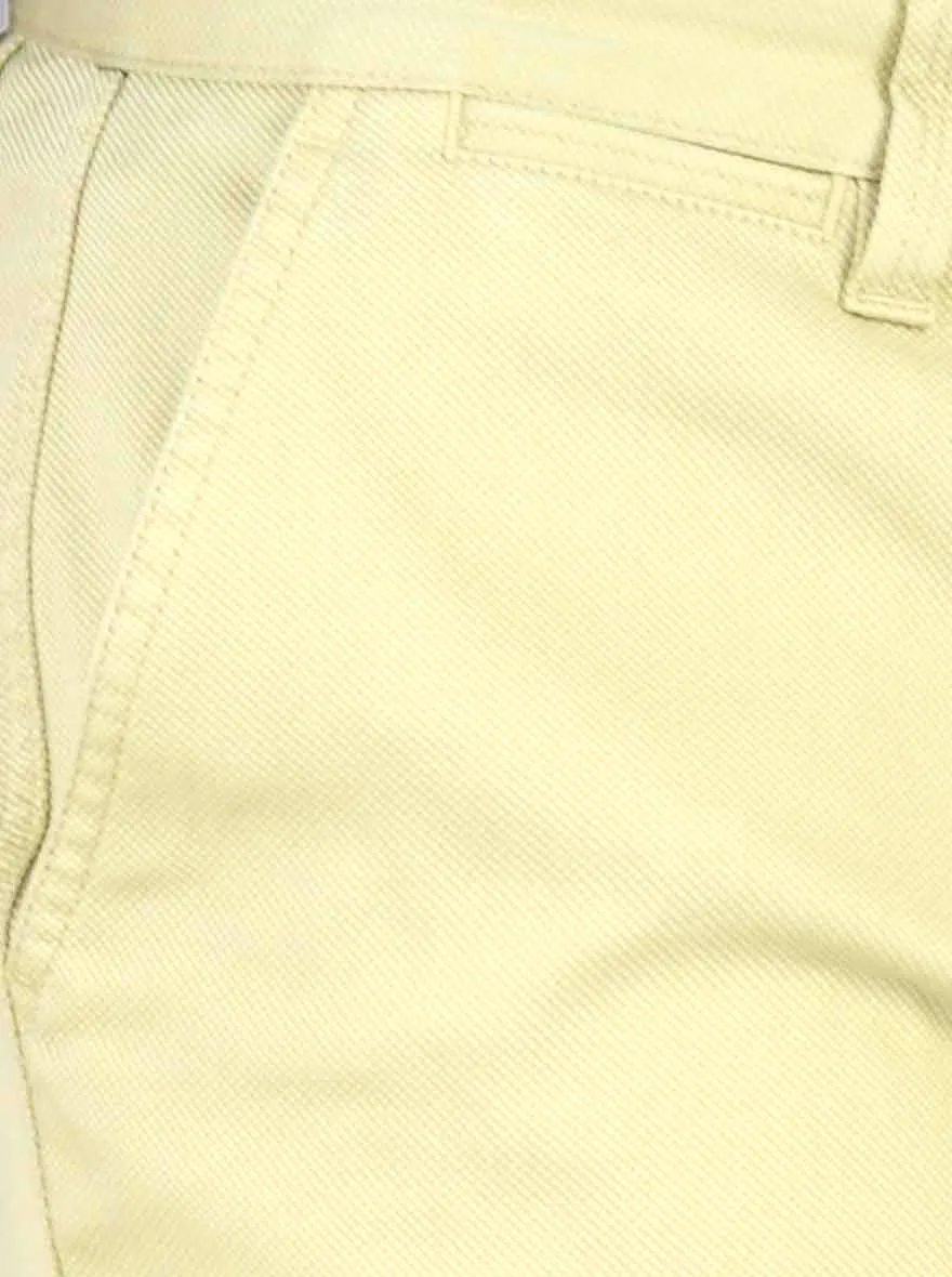 Pelican Yellow Self Textured Slim Fit Chinos | JadeBlue