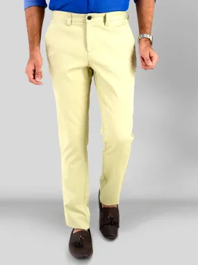 Pelican Yellow Self Textured Slim Fit Chinos | JadeBlue