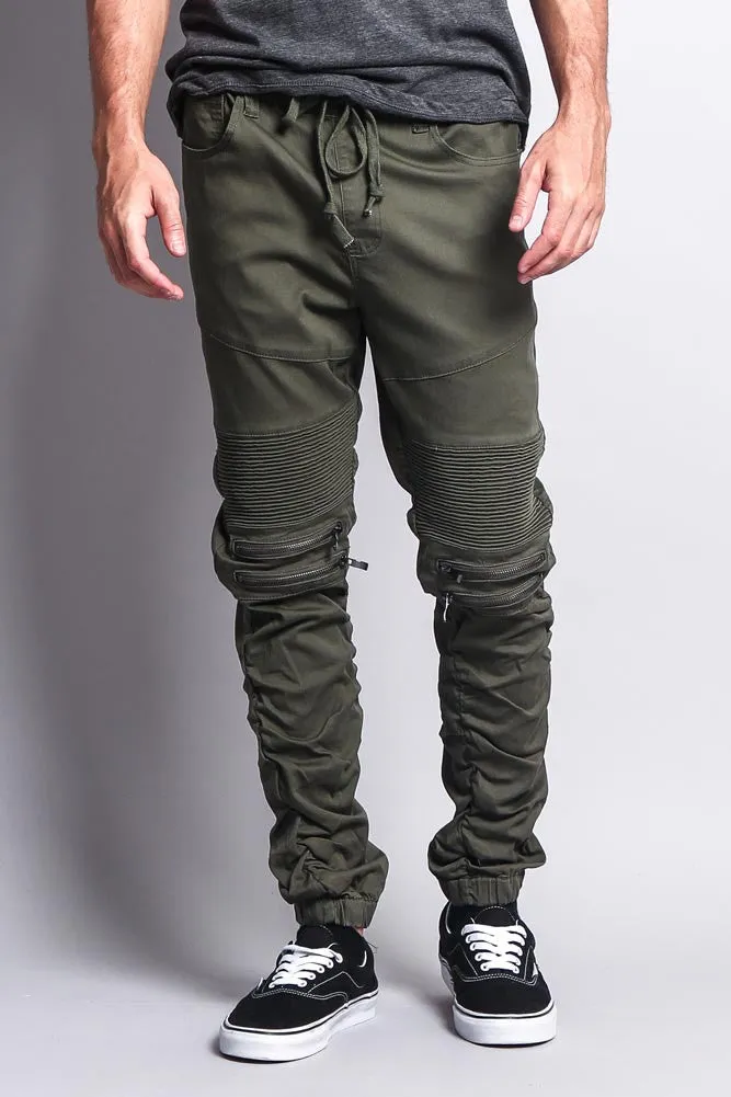 Scrunch Stacked Biker Twill Jogger Pants