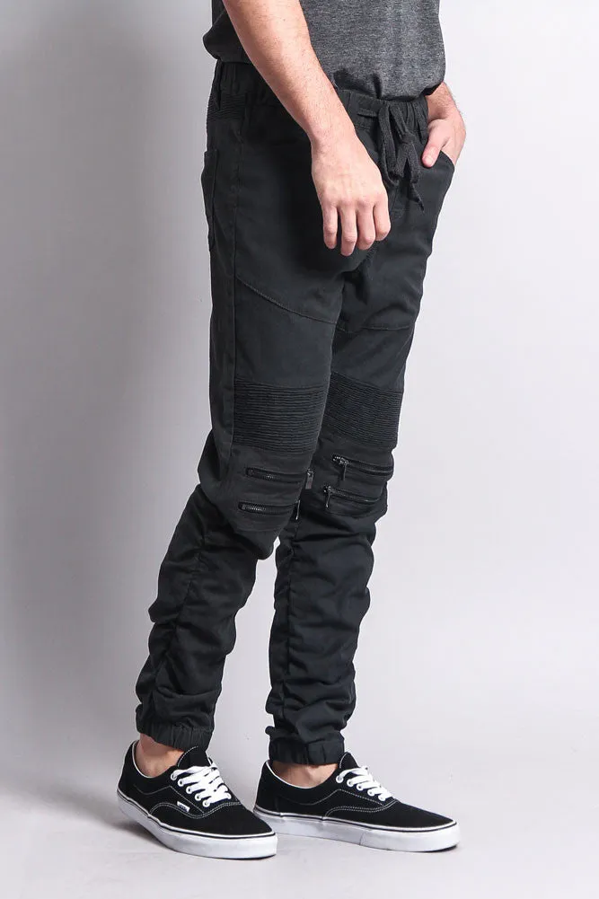 Scrunch Stacked Biker Twill Jogger Pants