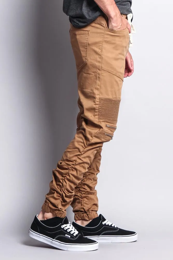 Scrunch Stacked Biker Twill Jogger Pants