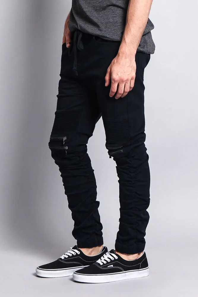 Scrunch Stacked Biker Twill Jogger Pants