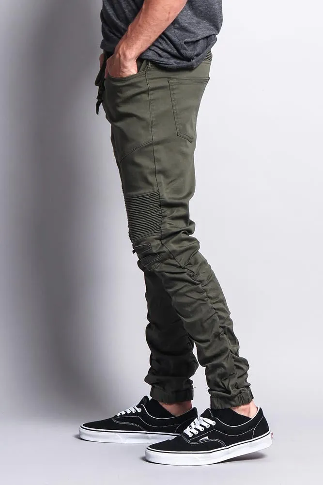 Scrunch Stacked Biker Twill Jogger Pants