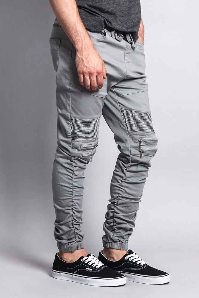 Scrunch Stacked Biker Twill Jogger Pants