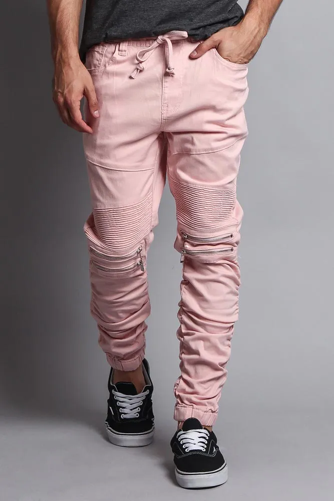 Scrunch Stacked Biker Twill Jogger Pants