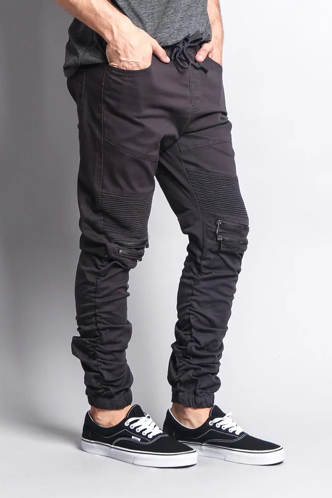 Scrunch Stacked Biker Twill Jogger Pants