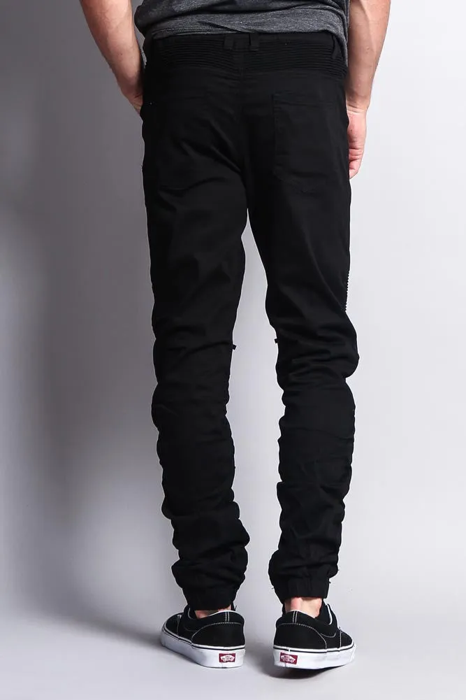 Scrunch Stacked Biker Twill Jogger Pants