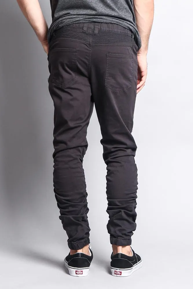 Scrunch Stacked Biker Twill Jogger Pants