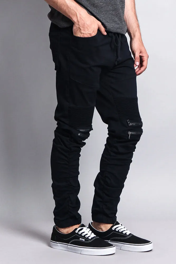 Scrunch Stacked Biker Twill Jogger Pants