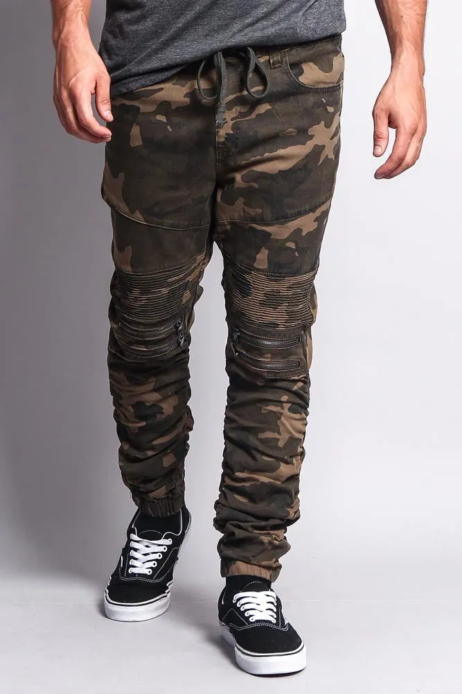 Scrunch Stacked Biker Twill Jogger Pants