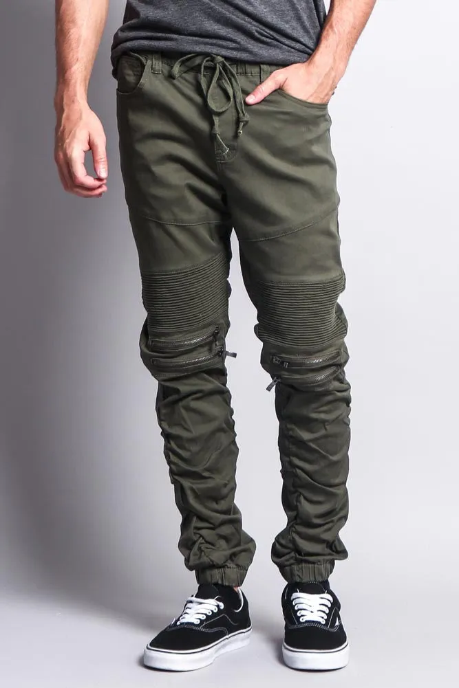 Scrunch Stacked Biker Twill Jogger Pants