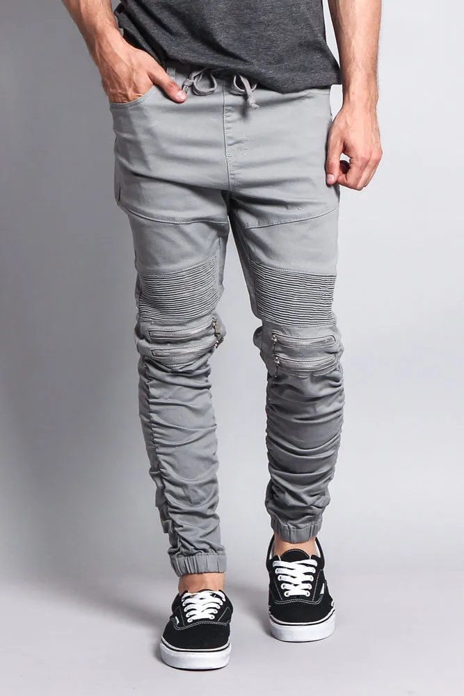 Scrunch Stacked Biker Twill Jogger Pants