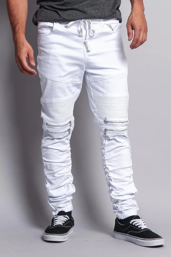 Scrunch Stacked Biker Twill Jogger Pants