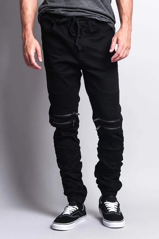 Scrunch Stacked Biker Twill Jogger Pants