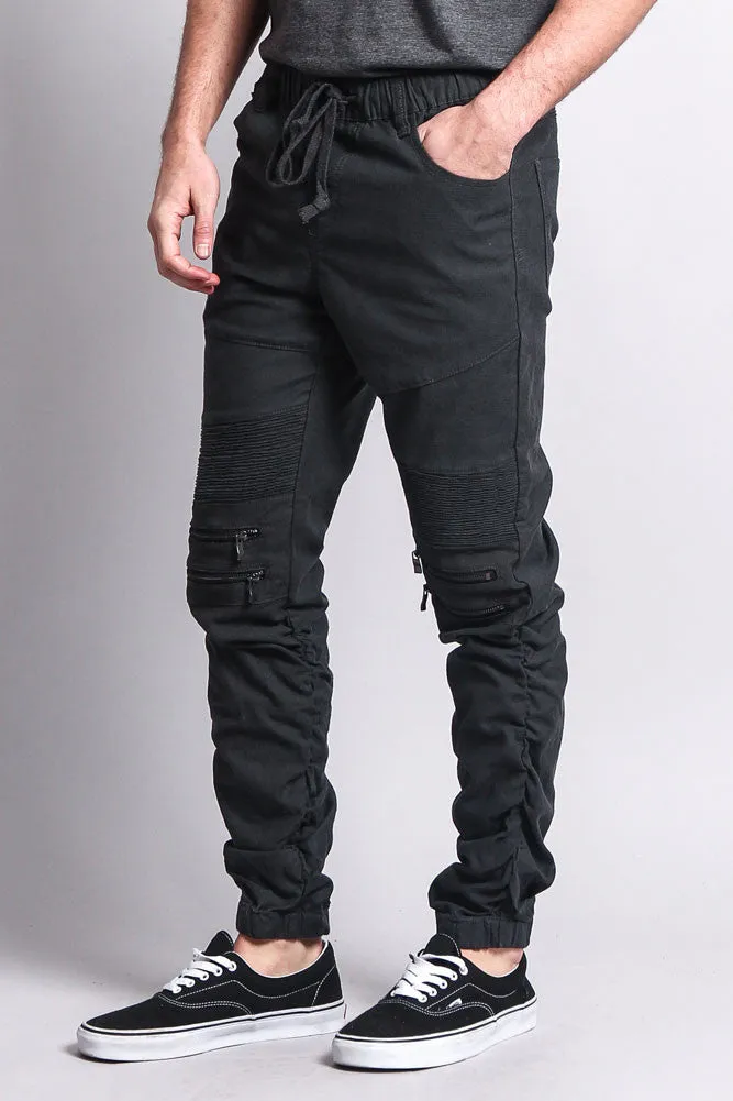 Scrunch Stacked Biker Twill Jogger Pants