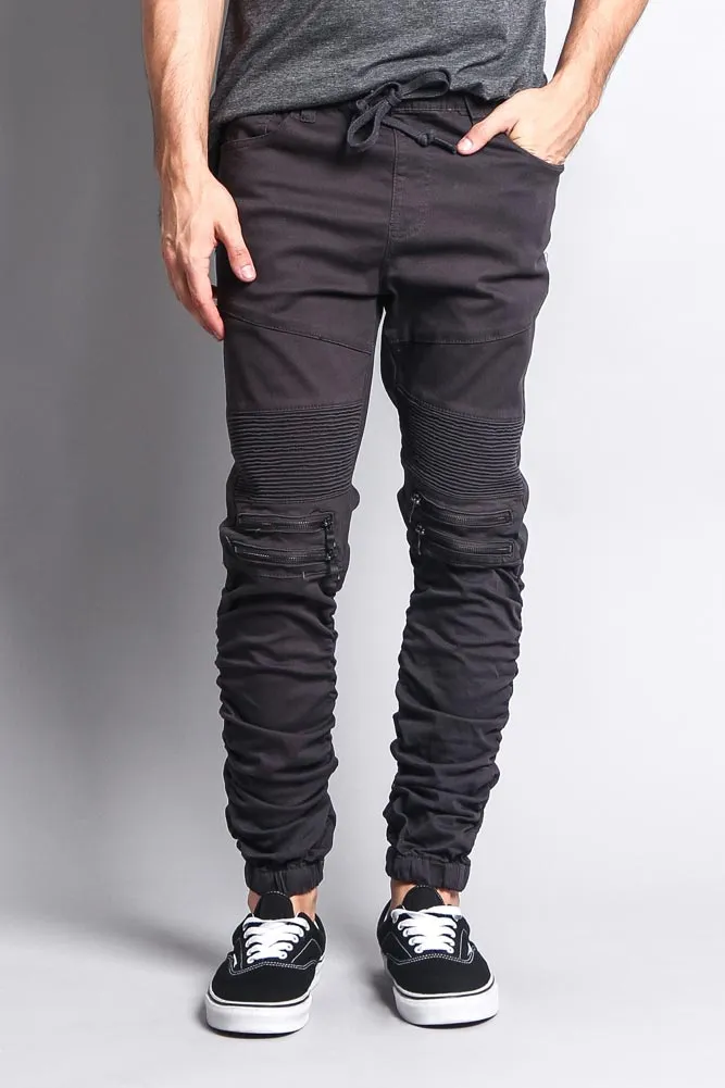 Scrunch Stacked Biker Twill Jogger Pants