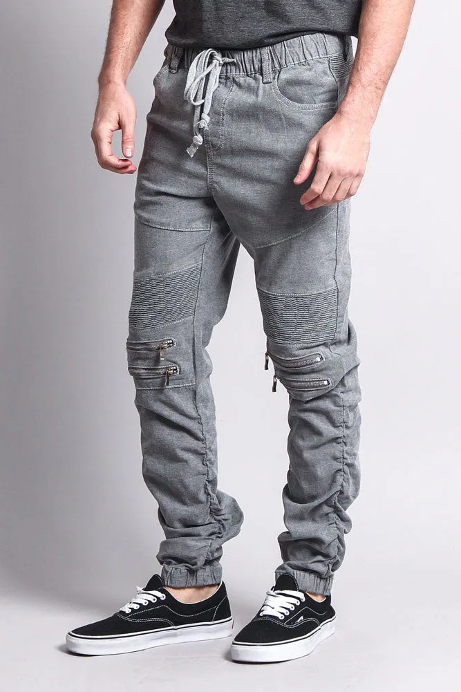 Scrunch Stacked Biker Twill Jogger Pants