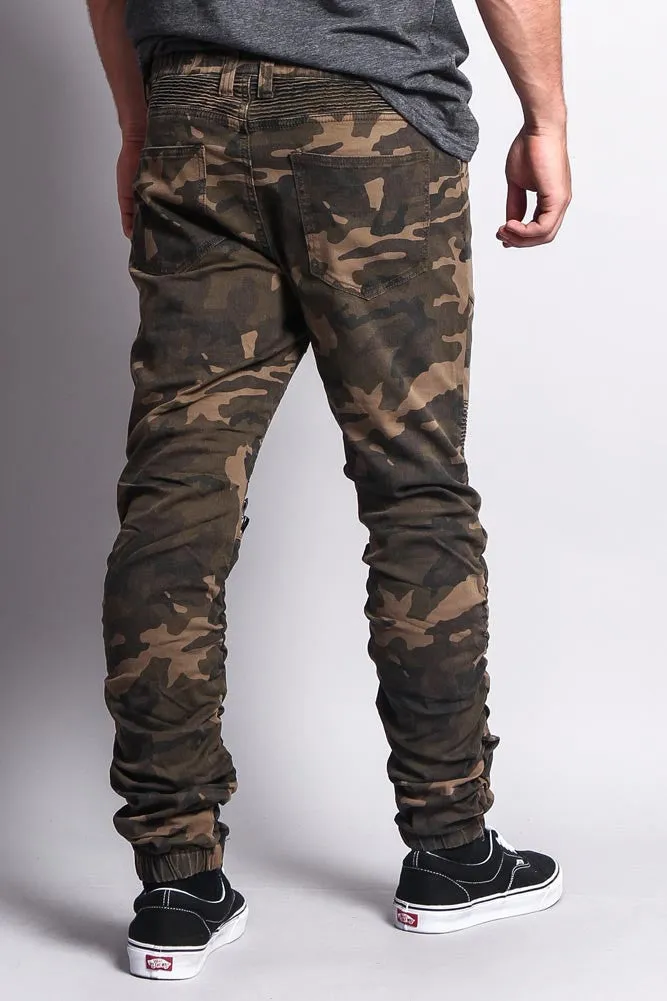 Scrunch Stacked Biker Twill Jogger Pants