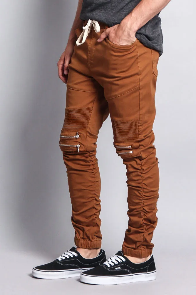 Scrunch Stacked Biker Twill Jogger Pants