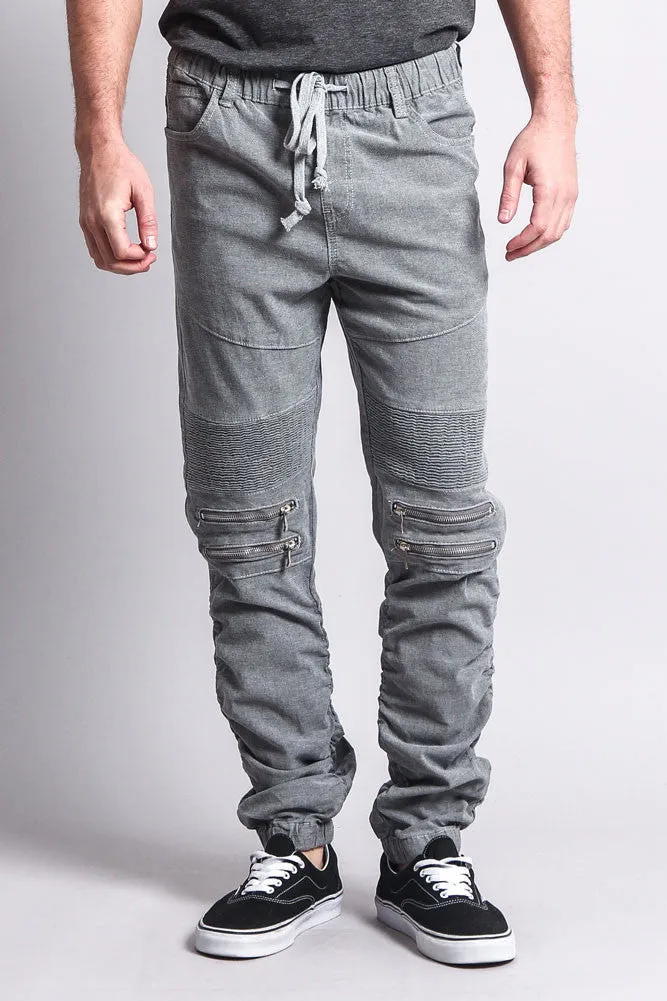 Scrunch Stacked Biker Twill Jogger Pants