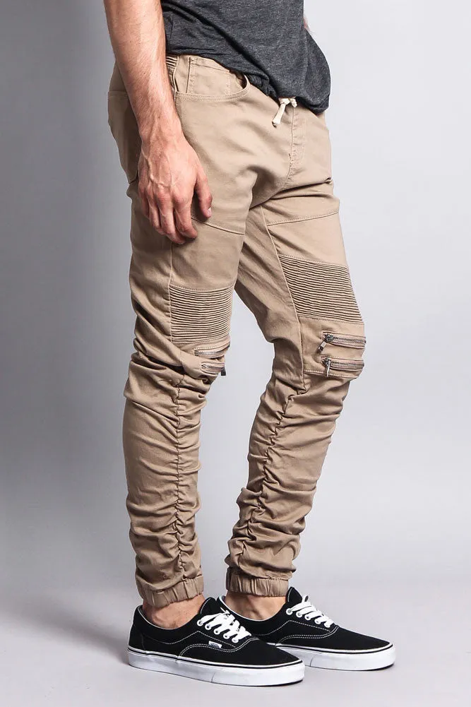 Scrunch Stacked Biker Twill Jogger Pants