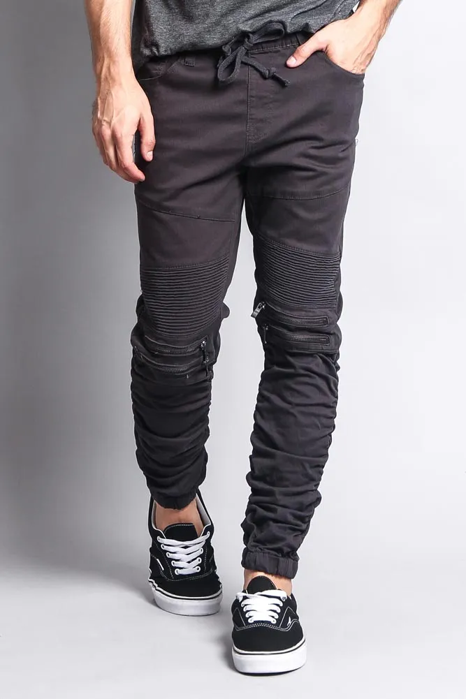 Scrunch Stacked Biker Twill Jogger Pants