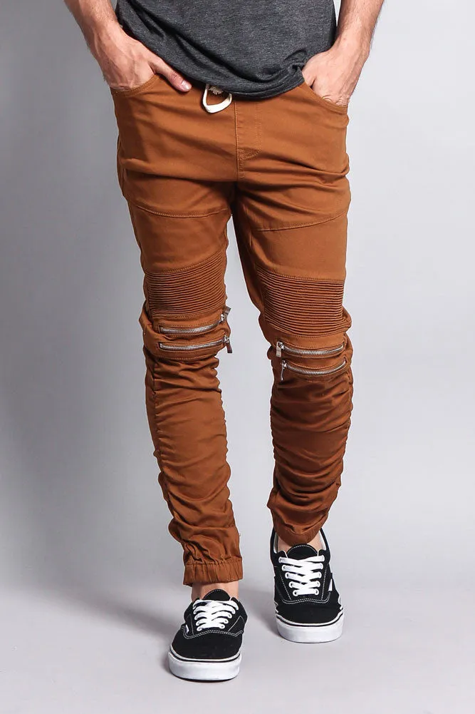 Scrunch Stacked Biker Twill Jogger Pants