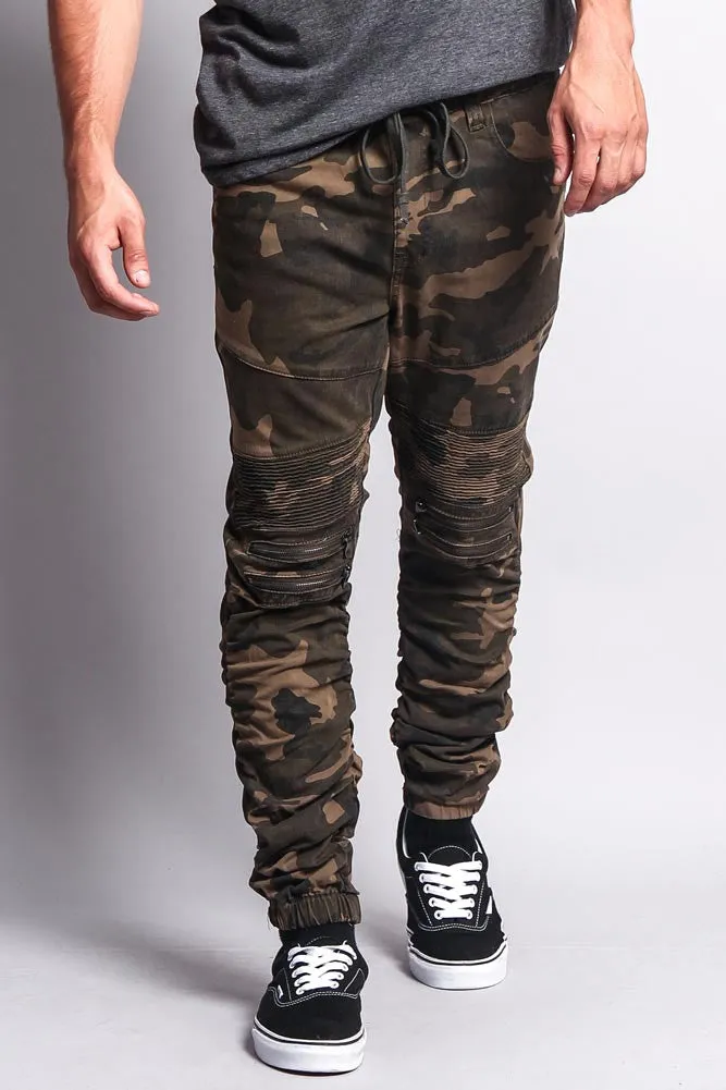 Scrunch Stacked Biker Twill Jogger Pants