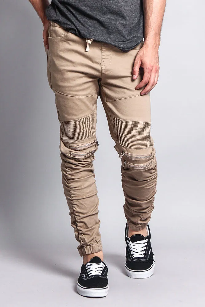 Scrunch Stacked Biker Twill Jogger Pants