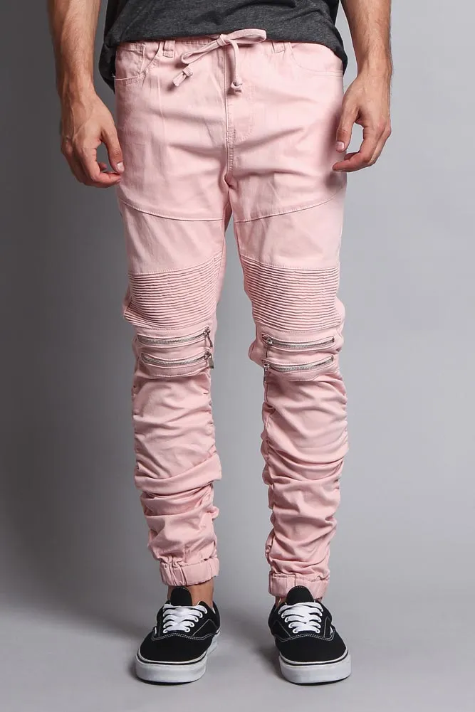 Scrunch Stacked Biker Twill Jogger Pants