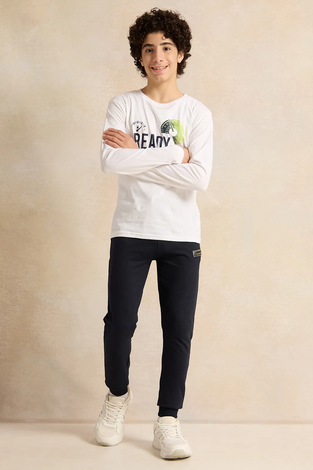 Senior Boys Navy Plain Basic Track Pants