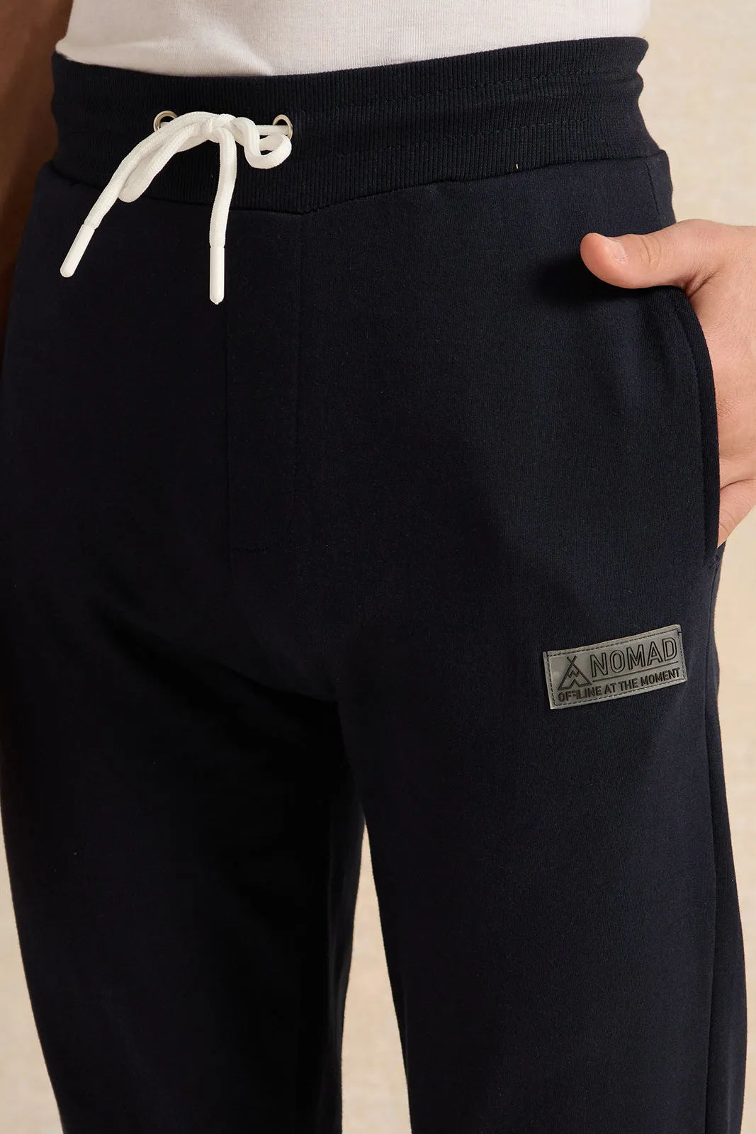 Senior Boys Navy Plain Basic Track Pants