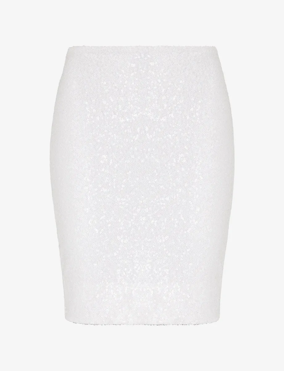 Sequin Mini Skirt in White