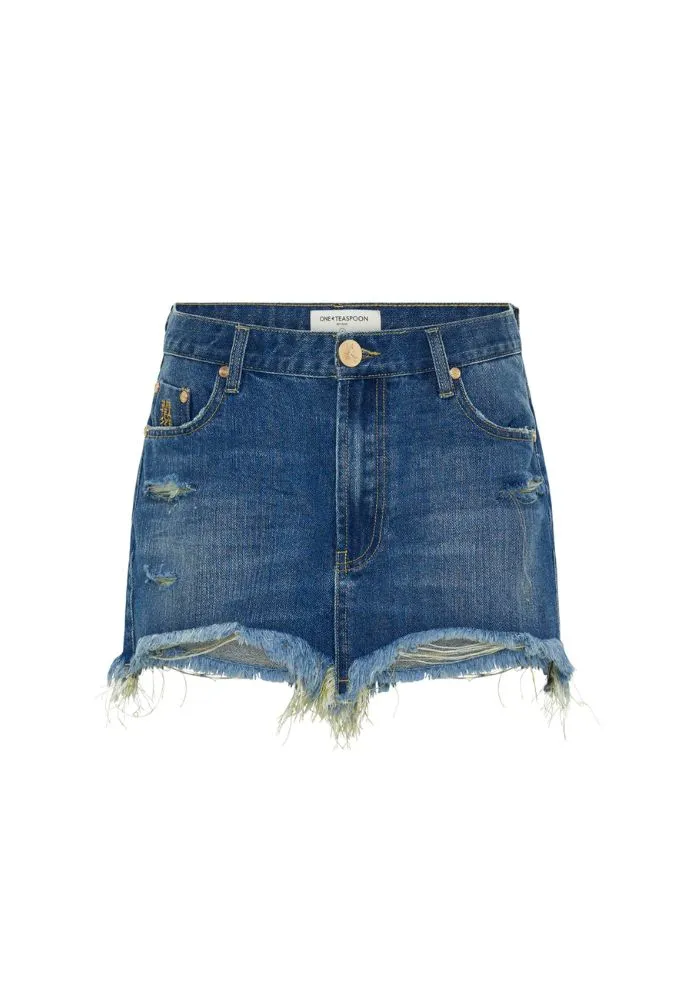 Shredded Junkyard Denim Skirt