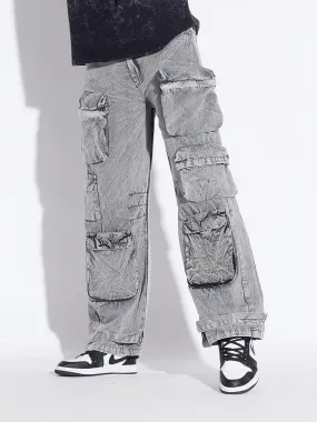 Stone Washed Baggy Cargo Pants