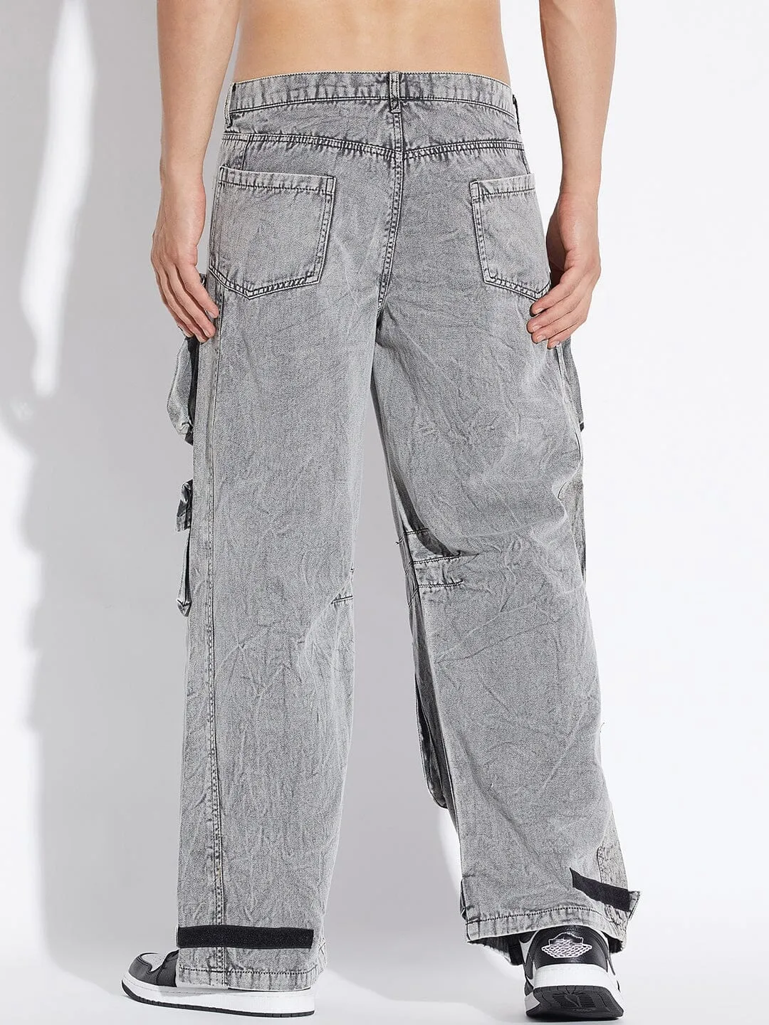 Stone Washed Baggy Cargo Pants