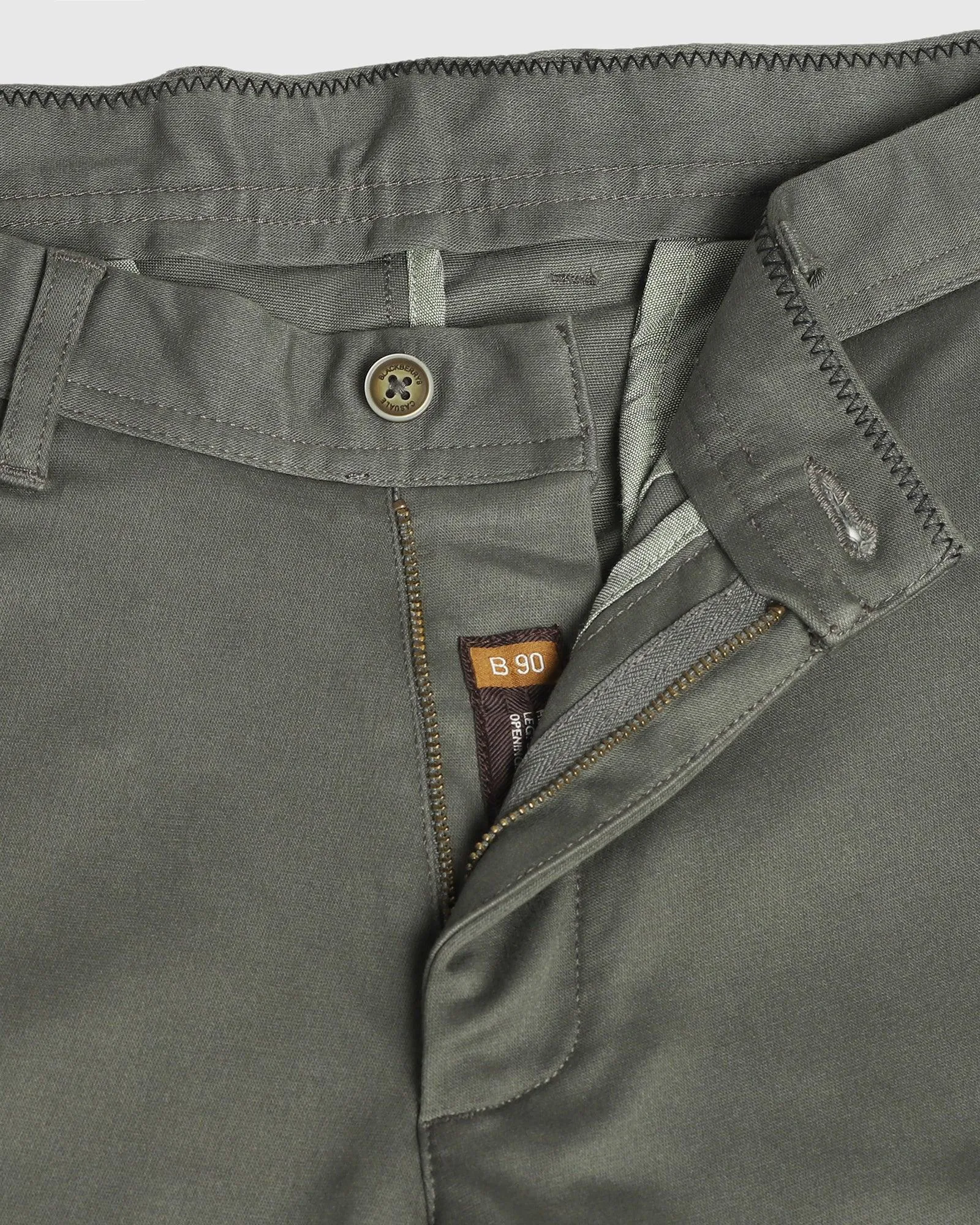 Straight B-90 Casual Olive Solid Khakis - Clate